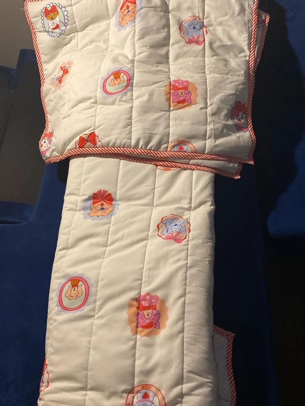 Queen Size Pillowfort White Comforter with Red Accent and Multicolor Motifs